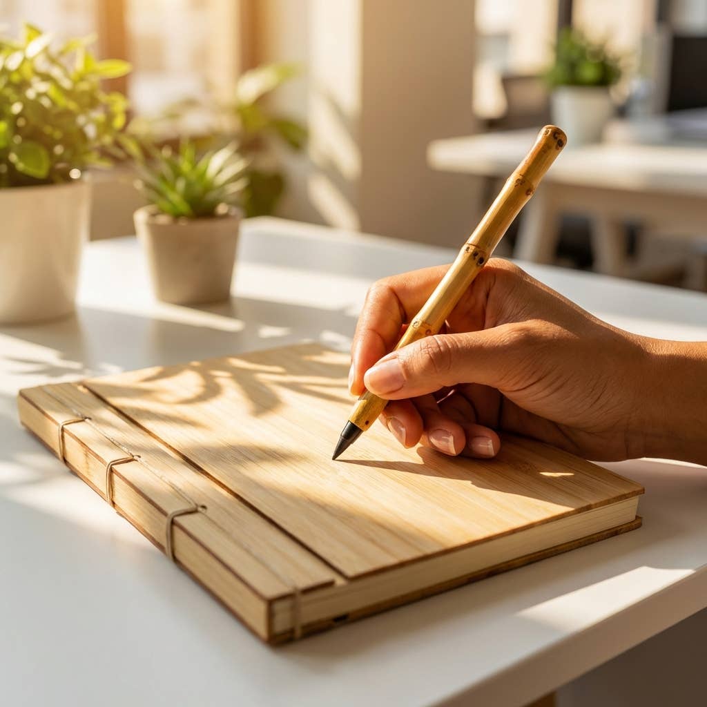 Bamboo Journal and Bamboo Pen Set