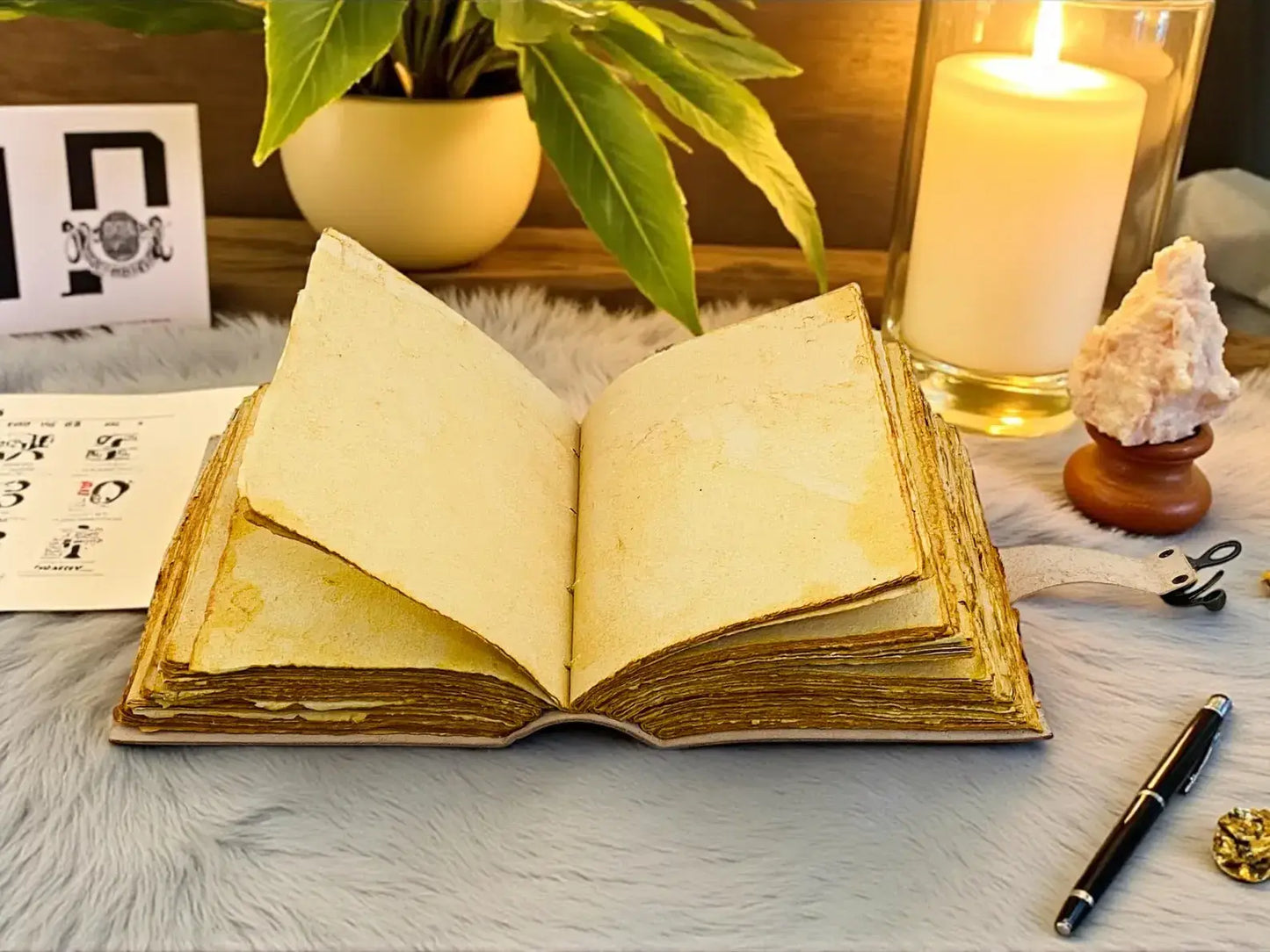 Celestial Floral Leather Journal | Handmade