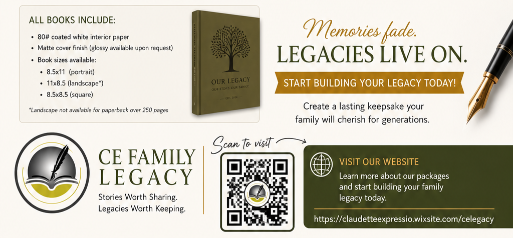Legacy Family Book Publishing Package Options